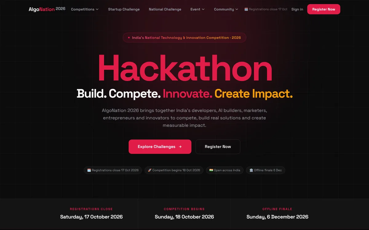 Homepage of AlgoNation
