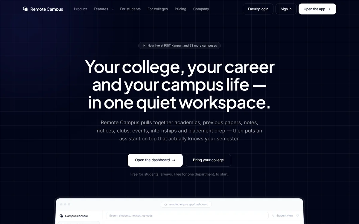Homepage of Remote Campus